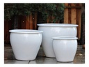 FISH BOWL NEW POTS, WHITE WHITE, SET OF 3- 30"X25", 23"X21", 17.5"X17"