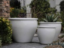FISH BOWL NEW POTS, WHITE WHITE, SET OF 3- 30"X25", 23"X21", 17.5"X17"