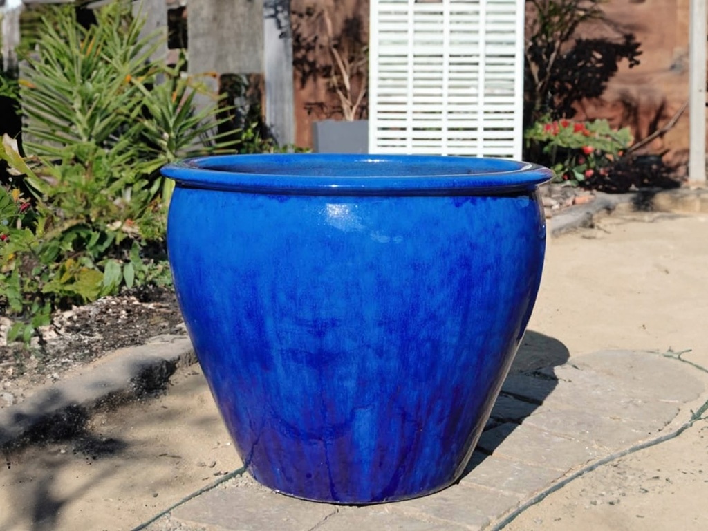 FISH BOWL POTS, FALLING BLUE, SET OF 3 - 30.0''X25.0'', 23.0''X21.0'', 17.5''X17.0''