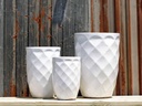 MEDIUM HIGH DIAMOND PLANTER, WHITE WHITE, SET OF 3 - 18.0" X 26.0", 14.0" X 20.5", 11.0" X 16.0"