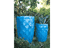 TALL DIAMOND PLANTER, FALLING AQUA, SET OF 2 - 22.0" X 32.5", 18.5" X 25.5"
