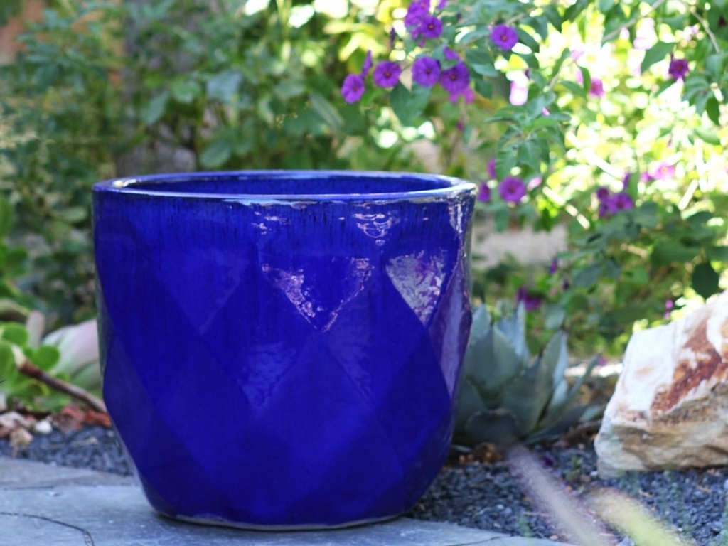 DIAMOND PLANTER, FALLING BLUE, SET OF 3 - 17.5" X 15.0", 14.5" X 13.0", 11.5" X 10.0"