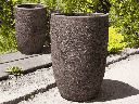 TALL BARREL PLANTERS, SILVER ROCK, SET OF 2 - 22"X32.5", 18"X26"