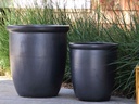 HIGH CANA POTS, MATTE BLACK, SET OF 4 - 24"X27", 20"X22", 16"X19", 12"X11"