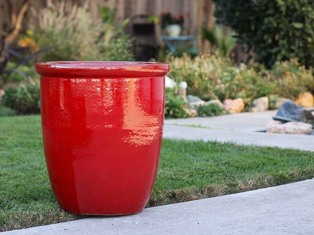 HIGH CANA POTS, LAVISH RED, SET OF 4 - 24"X27", 20"X22", 16"X19", 12"X11"