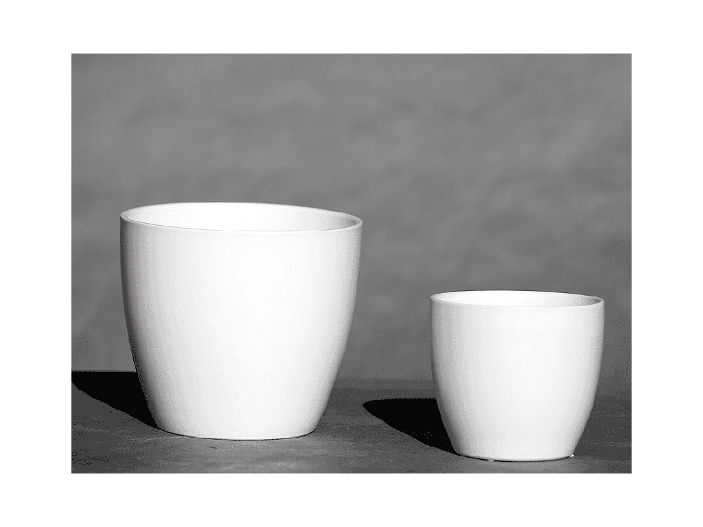PEACE LILY CACHE POT, MATTE WHITE,  7.5"X6.5", SOLD IN CASE OF 4