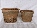 WEMBLEY TERRA COTTA FARM POTS, MOSSED REDSTONE, 10"X6.5", 8.0"X5.5" (SOLD IN CASE OF 2 SETS)