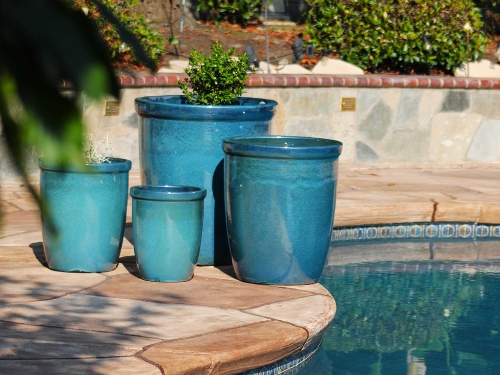 TALL GARDEN POT, GREEN  MIRAGE, SET OF 3- 19.5"X21.5", 15.5"X17.0", 11.5"X13.5"