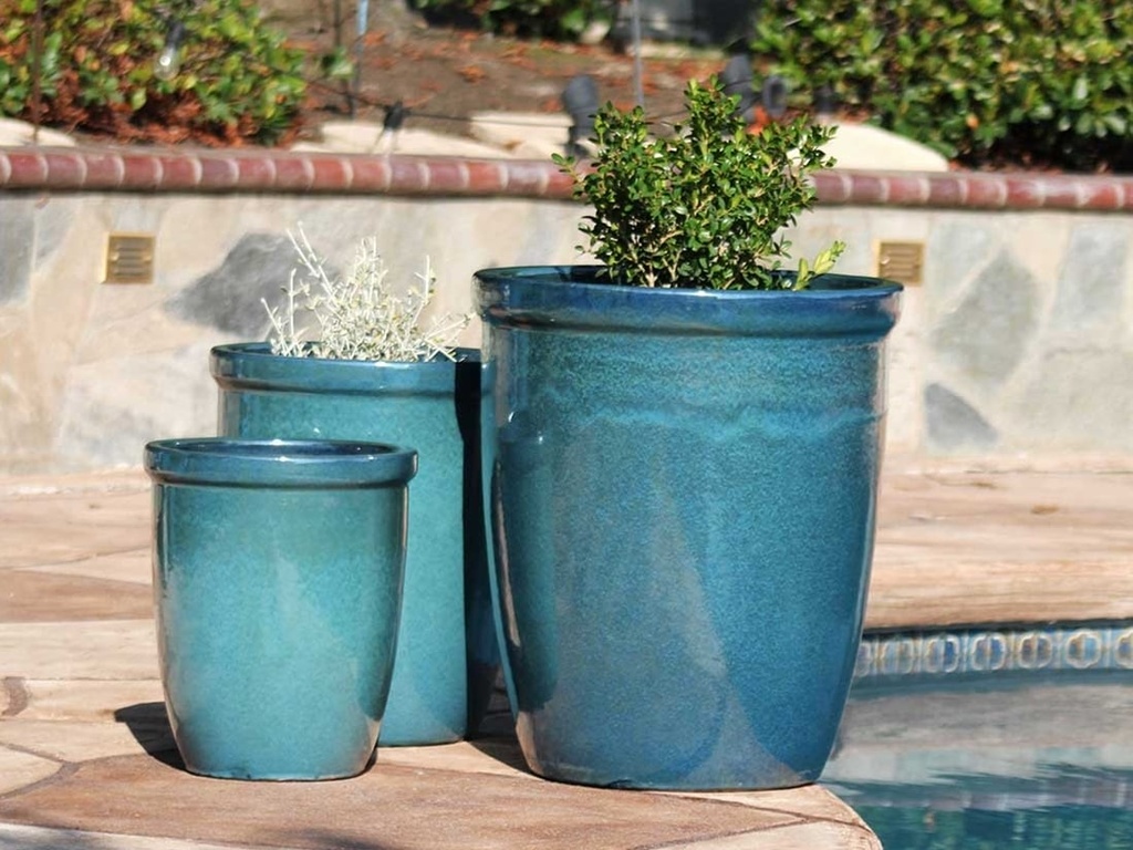 TALL GARDEN POT, GREEN  MIRAGE, SET OF 3- 19.5"X21.5", 15.5"X17.0", 11.5"X13.5"