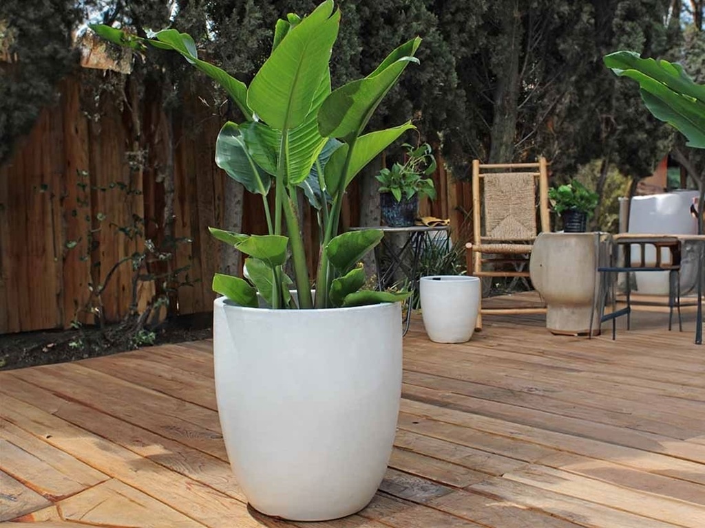 MILANO CONE PLANTER, WHITE SATIN, SET OF 3-18"X19.5", 14.5"X15.5", 12"X12"