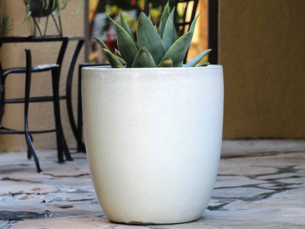 MILANO CONE PLANTER, WHITE SATIN, SET OF 3-18"X19.5", 14.5"X15.5", 12"X12"