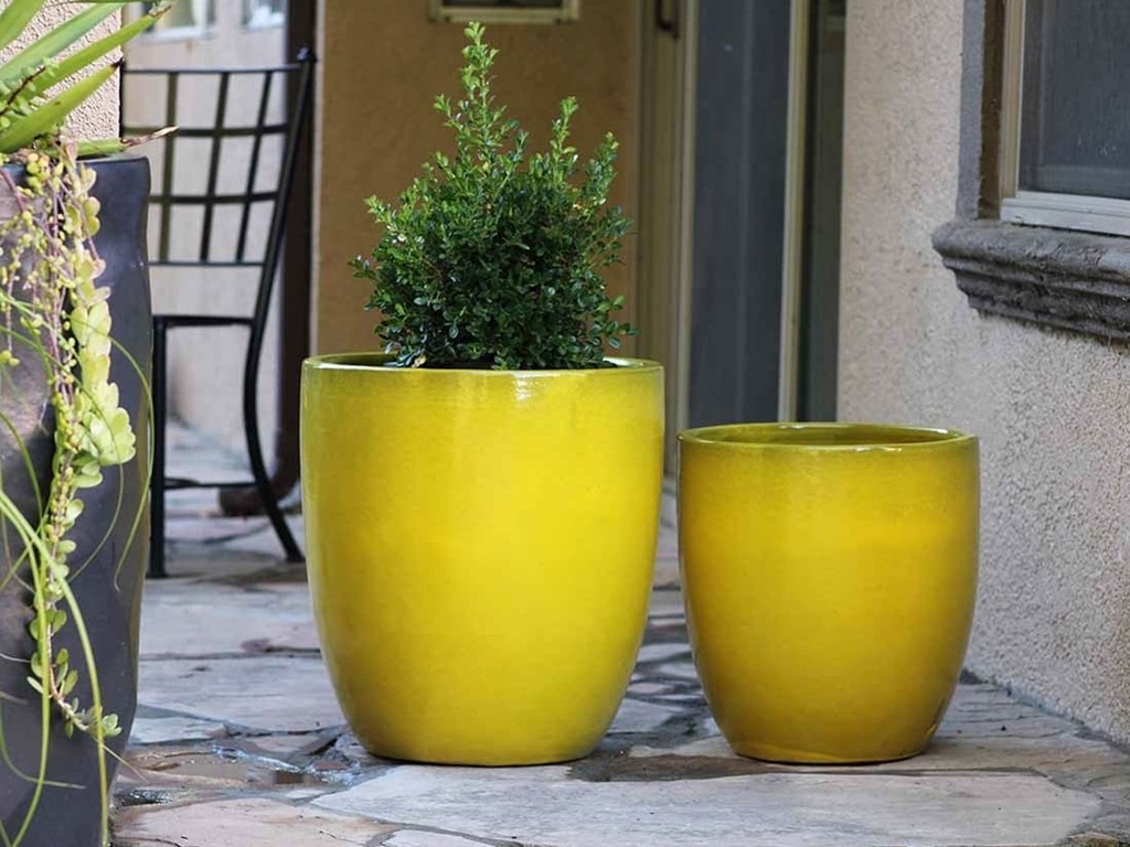 MILANO CONE PLANTER, LEMON, SET OF 3-18"X19.5", 14.5"X15.5", 12"X12"