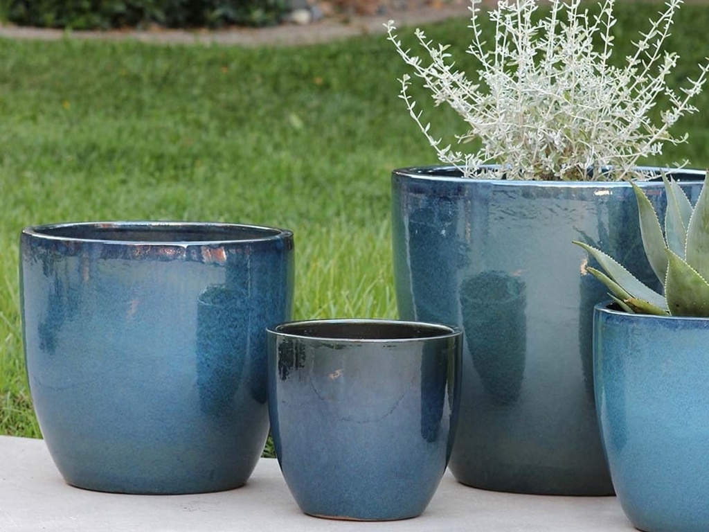 COCO POTS, GREEN  MIRAGE, SET OF 4- 23"X20", 19"X17", 15"X13", 12"X11"