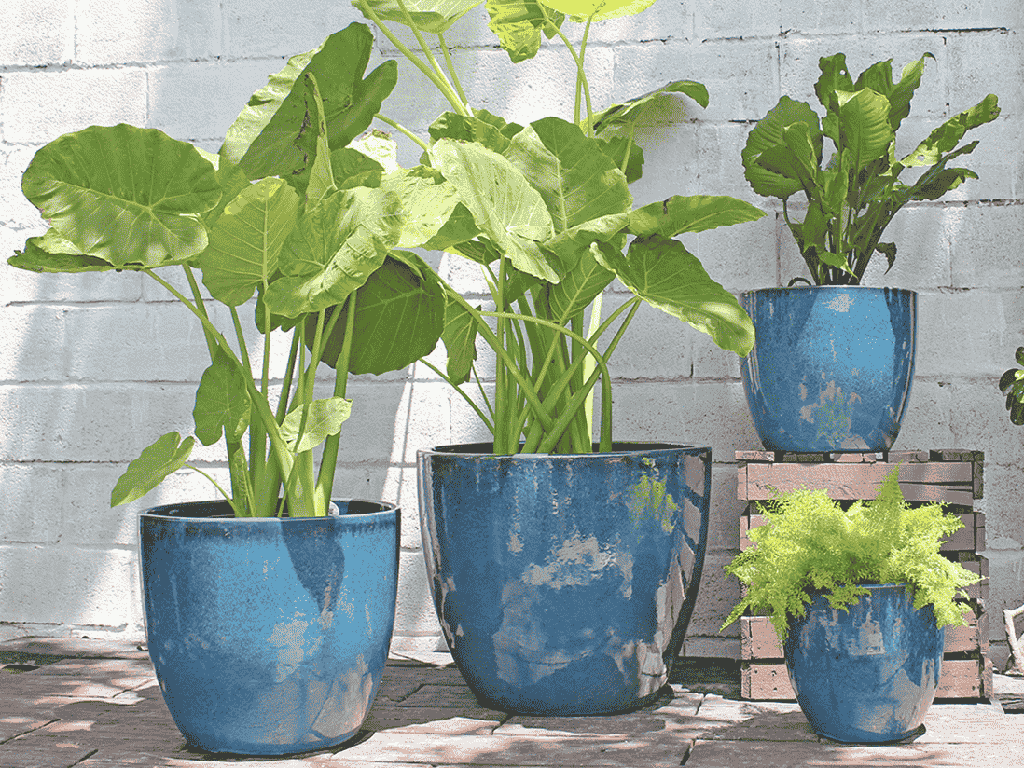 COCO POTS, GREEN  MIRAGE, SET OF 4- 23"X20", 19"X17", 15"X13", 12"X11"