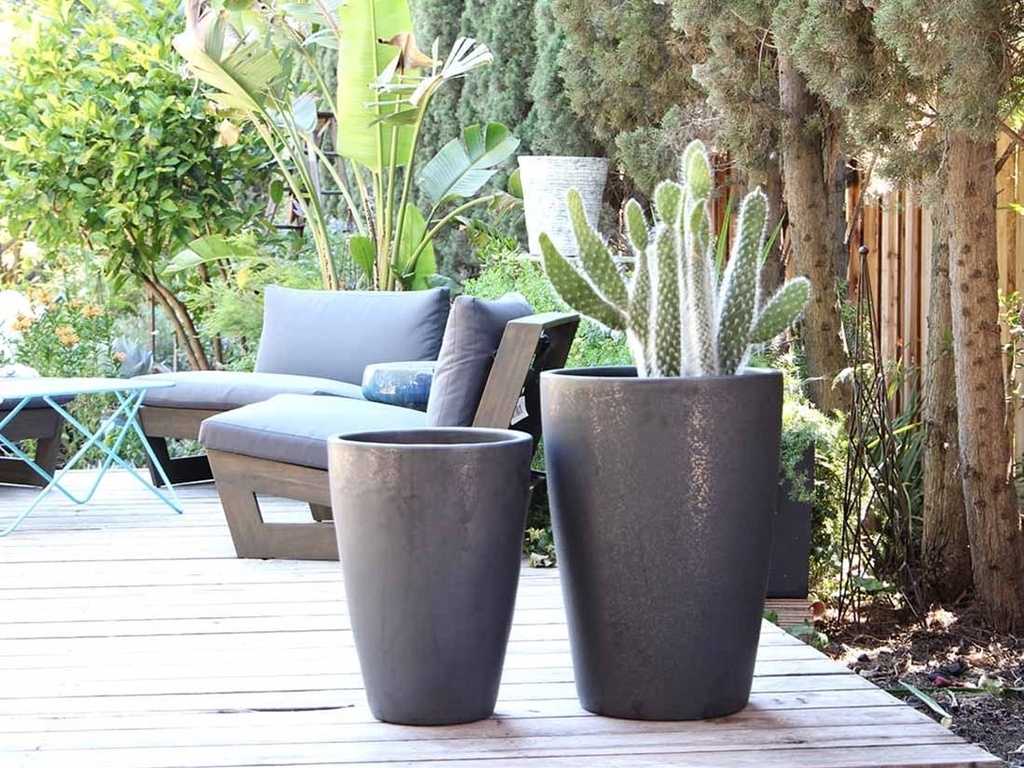 TALL TAPERED PLANTER, MATTE BLACK, SET OF 3-17.0" X 23.0", 13.0" X 18.0", 11.0" X 14.0"