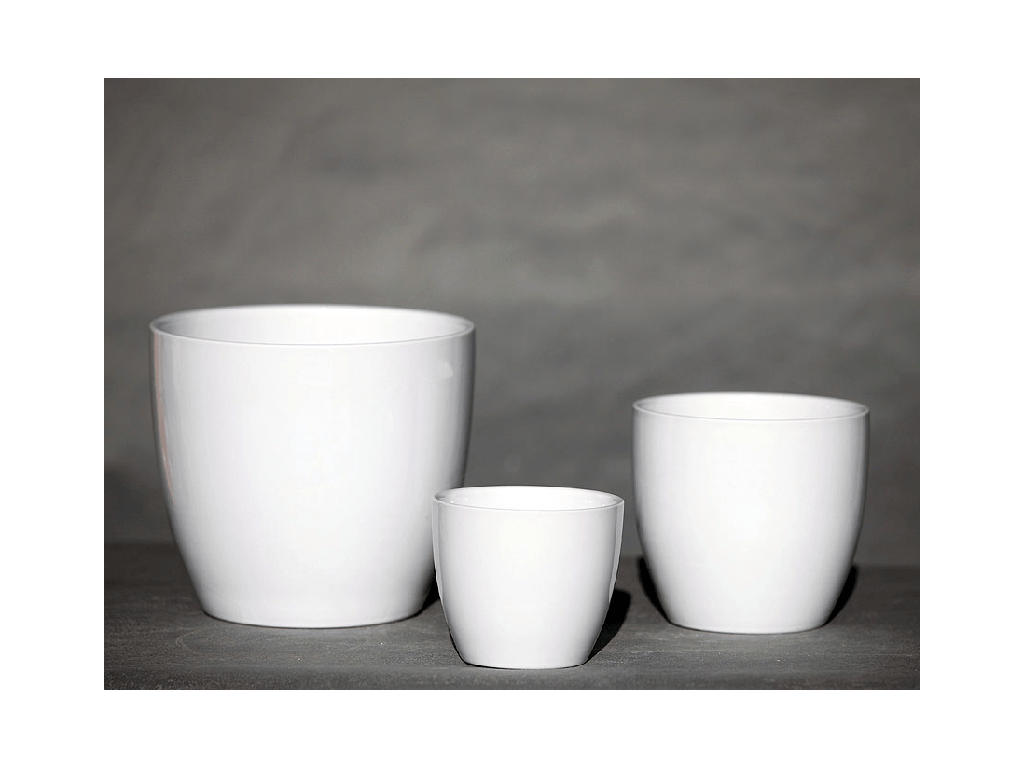 PEACE LILY CACHE POT, GLOSSY WHITE, 6.5"X5.5", SOLD IN CASE OF 8