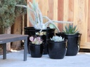 CANA GARDEN PLANTER, BLACK, SET OF 4- 24"X20", 19"X17", 16"X13", 12"X10"