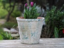 TUSCAN VILLAGE HAND THROWN ENGLISH TUMBLED POTS MEDIUM, ATLANTIS SKY, SET OF 2 - 15.0" X 14.0", 11.0" X 11.0"