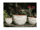 TUSCAN VILLAGE HAND THROWN RIBBED BOWLS, ATLANTIS SKY, SET OF 3 - 14.5"X10", 11"X75", 8.5"X6.5"