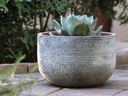 EGG HORIZONTAL RIPPLES PLANTER, GRAPHITE, SET OF 3 - 15.5" X 10.5", 12.0" X 8.0", 9.5" X 6.5"