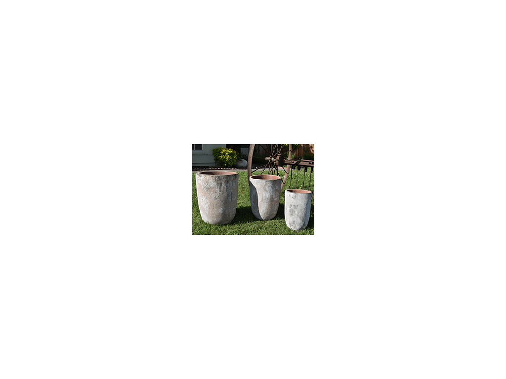 MILANO TALL BARREL PLANTER, ATLANTIS SKY, SET OF 3 - 18.5" X 23.0", 14.5" X 19.0", 11.0" X 17.0"