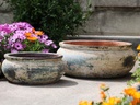 ROUNDED RIM LOW PARCO PLANTER, ATLANTIS SKY, SET OF 3 - 20.5" X 8.5", 15.0" X 7.0", 11.0" X 4.5"