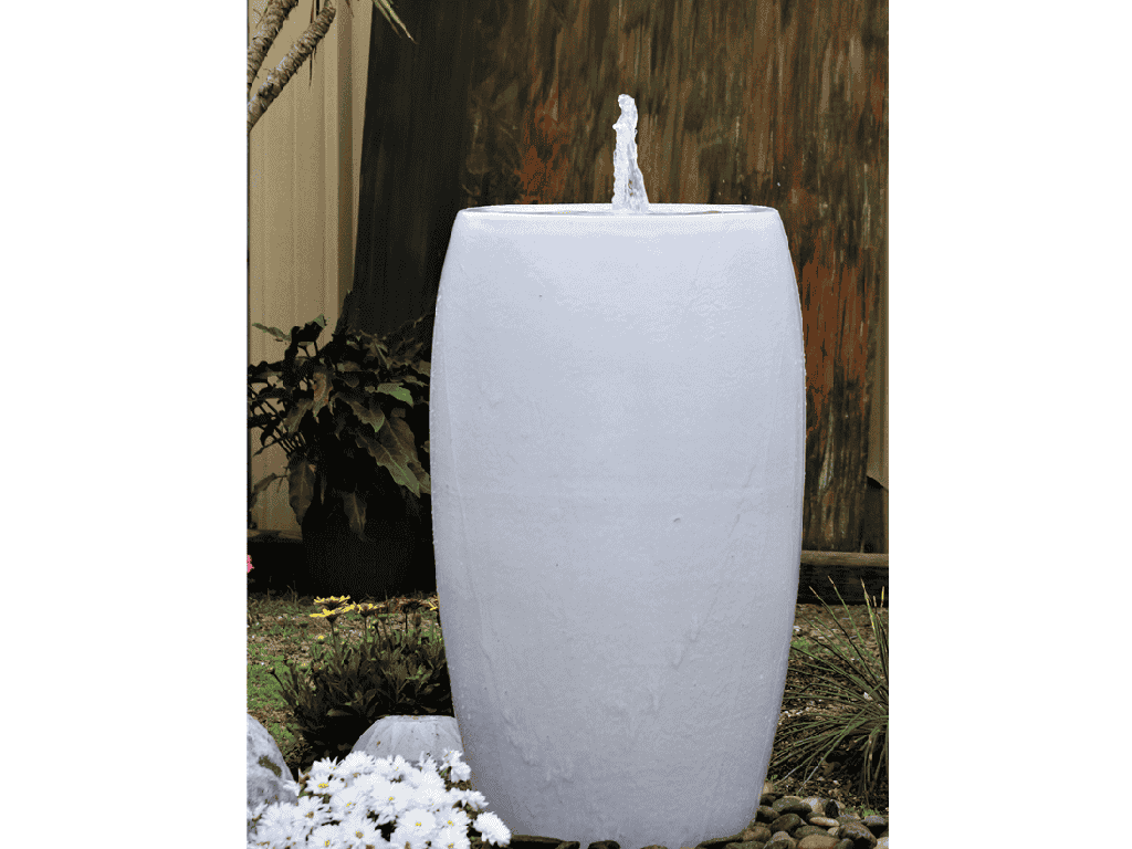 DRUM SHAPE FOUNTAIN, WHITE, 20"X35"  (BASE/PUMP SOLD SEPERATELY)