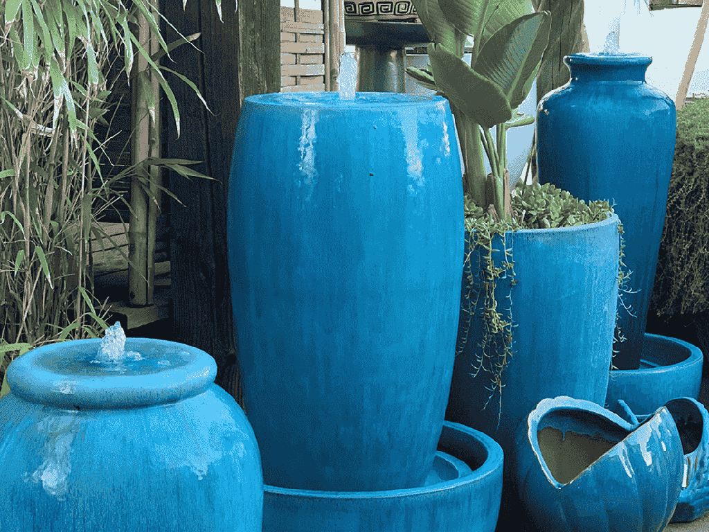 DRUM SHAPE FOUNTAIN, FALLING AQUA, 20"X35" (BASE/PUMP SOLD SEPERATELY)