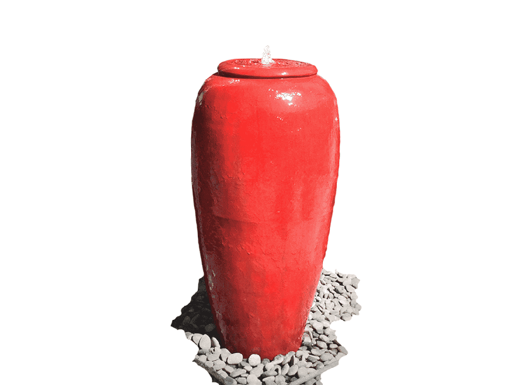 MEDIUM TALL JAR, FOUNTAIN, WATER FEATURE, LAVISH RED, 20" X 36"  (BASE/PUMP SOLD SEPERATELY)