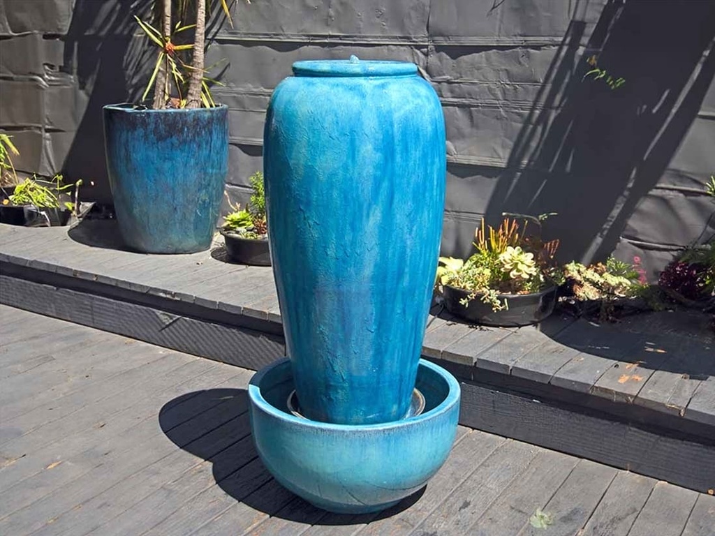 MEDIUM TALL JAR, FOUNTAIN, FALLING AQUA, SIZE C, 20"X36"  (BASE/PUMP SOLD SEPERATELY)