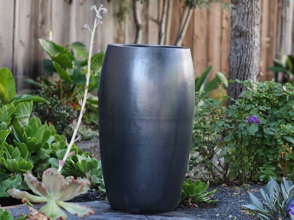 DRUM SHAPED PLANTER, MATTE BLACK, 20.0" X 35.0"