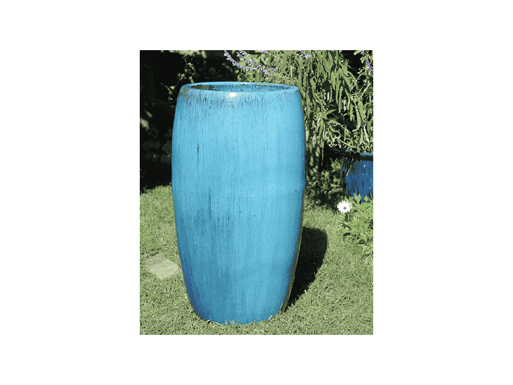 DRUM SHAPED PLANTER, FALLING AQUA, 20.0" X 35.0"
