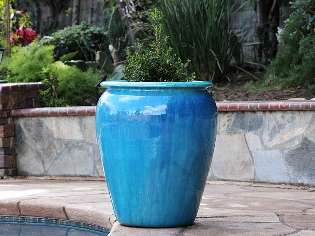 URN SMOOTH FINISHED, FALLING AQUA, SET OF 2 - 22.5" X 27.5", 14.0" X 22.0"