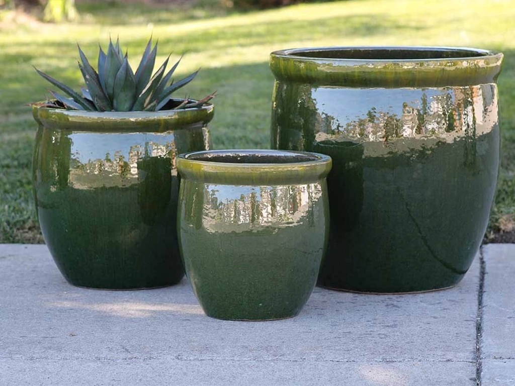 SMALL NO DECOR PLANTER, FERN GREEN, SET OF 3 - 19.0" X 19.0", 15.5" X 15.0", 12.0" X 12.0"