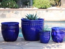 DECOR PLANTER, FALLING BLUE, SET OF 4 - 24.0" X 22.0", 19.0" X 19.0", 15.5" X 15.0", 12.0" X 12.0"