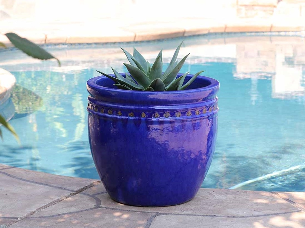 DECOR PLANTER, FALLING BLUE, SET OF 3 - 19.0" X 19.0", 15.5" X 15.0", 12.0" X 12.0"