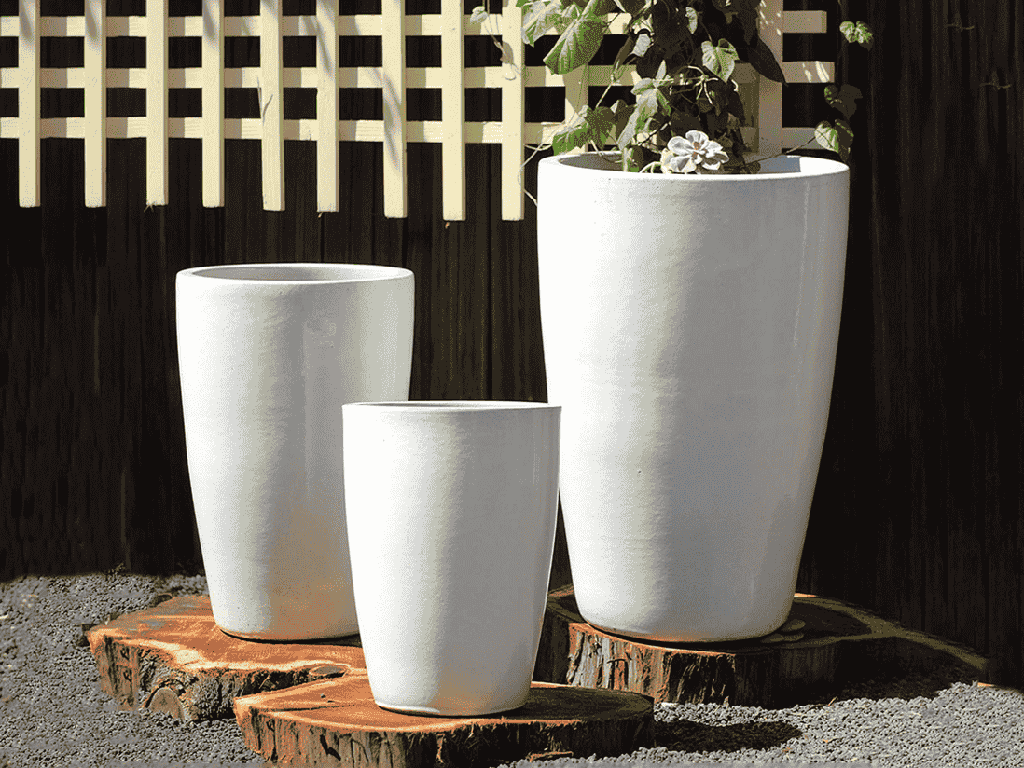 SLIM X-LARGE PLANTER, WHITE WHITE, SET OF 3- 20.5"x32.5", 16.5"x25.5",  13.0"X17.5"