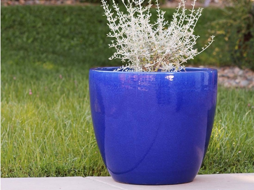 COCO POTS, FALLING BLUE, SET OF 3-19"X17", 15'X13", 12"X11"