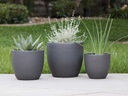 COCO POTS, MATTE BLACK, SET OF 3-19"X17", 15'X13", 12"X11"