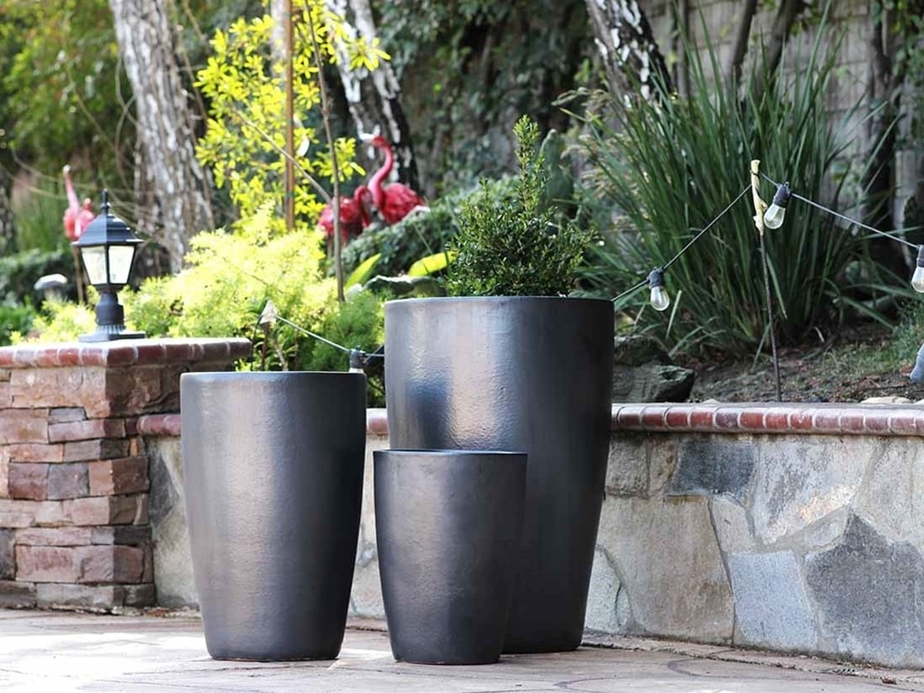 SLIM X-LARGE PLANTER, MATTE BLACK, SET OF 3- 20.5"X32.5", 16.5"X25.5", 13.0"X17.5"