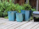 CONTEMPO PLANTER, GREEN  MIRAGE, SET OF 3-17.0"X15.5", 15.0"X14.0", 13"X12.5"
