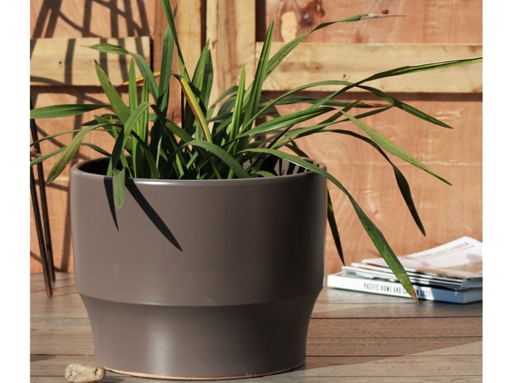 LARGE PLANET PLANTER, PASTEL TAUPE, SET OF 3- 14"X11", 12"X10", 10"X9"