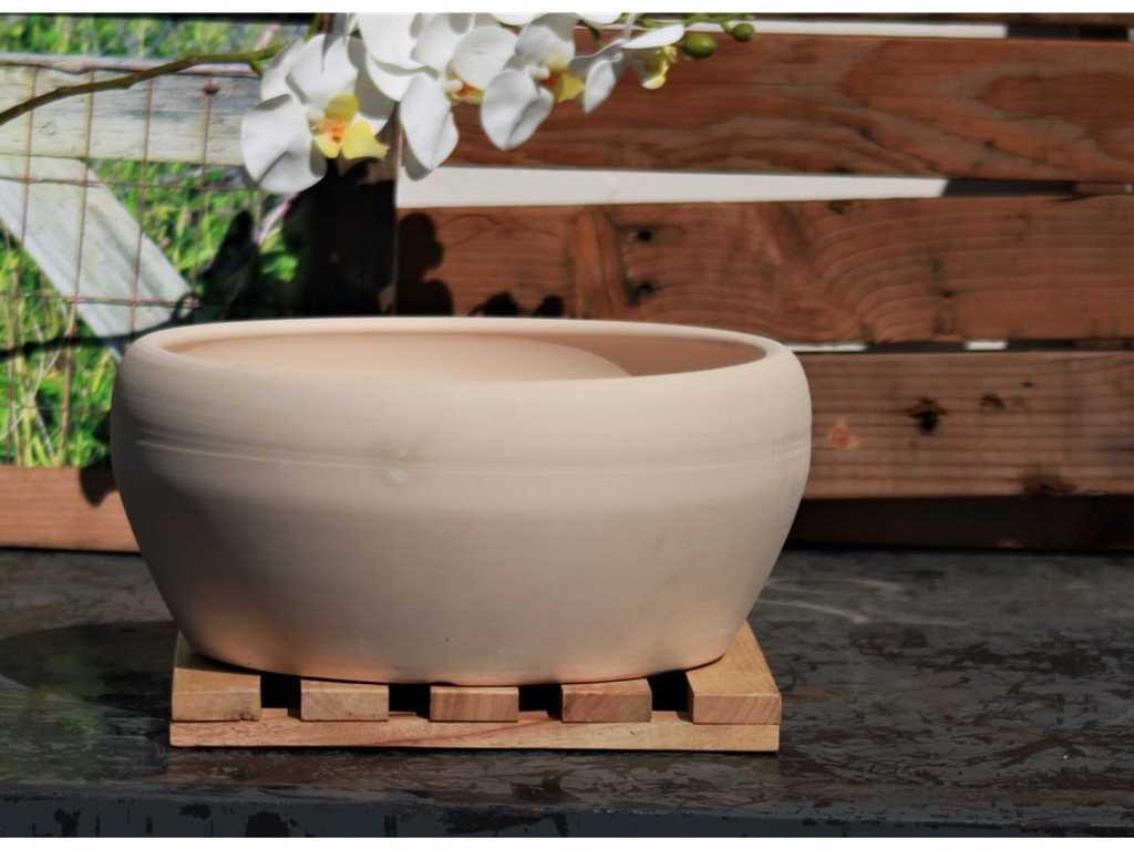 BONSAI BOWL PLANTER, IVORY CLAY, SET OF 3- 13.5"X6.0", 11.0"X4.5", 8.5"X3.5"