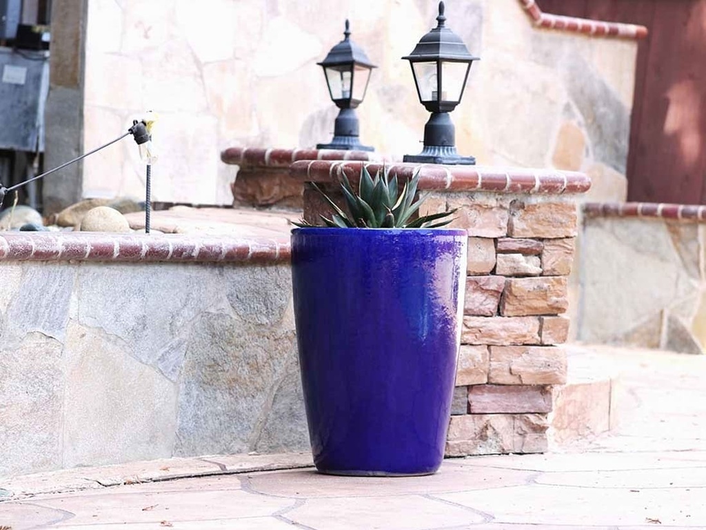 SLIM ROUND PLANTER, FALLING BLUE, SET OF 3 - 16.0" X 24.0", 14.0" X 18.5", 11.0 X 15.0"