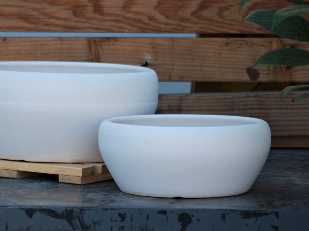 BONSAI BOWL PLANTER, CLOUD WHITE, SET OF 3- 13.5"X6.0", 11.0"X4.5", 8.5"X3.5"
