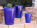 SLIM ROUND PLANTER, FALLING BLUE, SET OF 3 - 16.0" X 24.0", 14.0" X 18.5", 11.0 X 15.0"