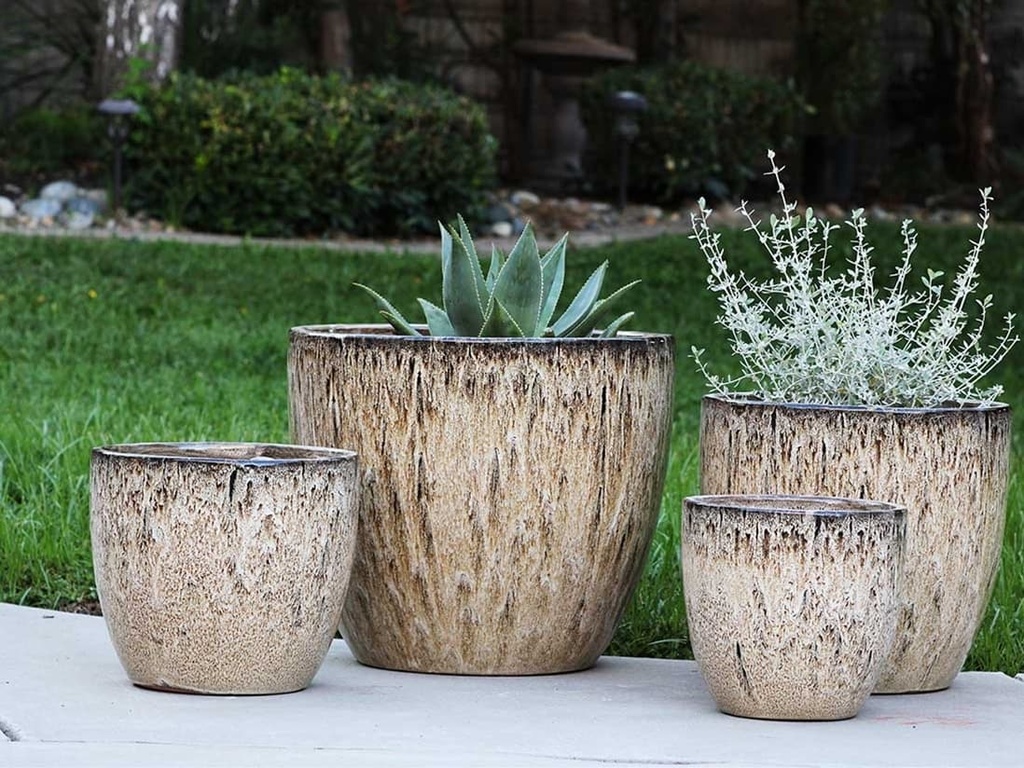 COCO POTS, LIGHT MOCHA, SET OF 4 - 23"X20", 19"X17", 15'X13", 12"X11"