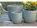 BERGONIA PLANTER, PASTEL GREEN, SET OF 3- 15"X13.5", 12"X12", 10"X9"