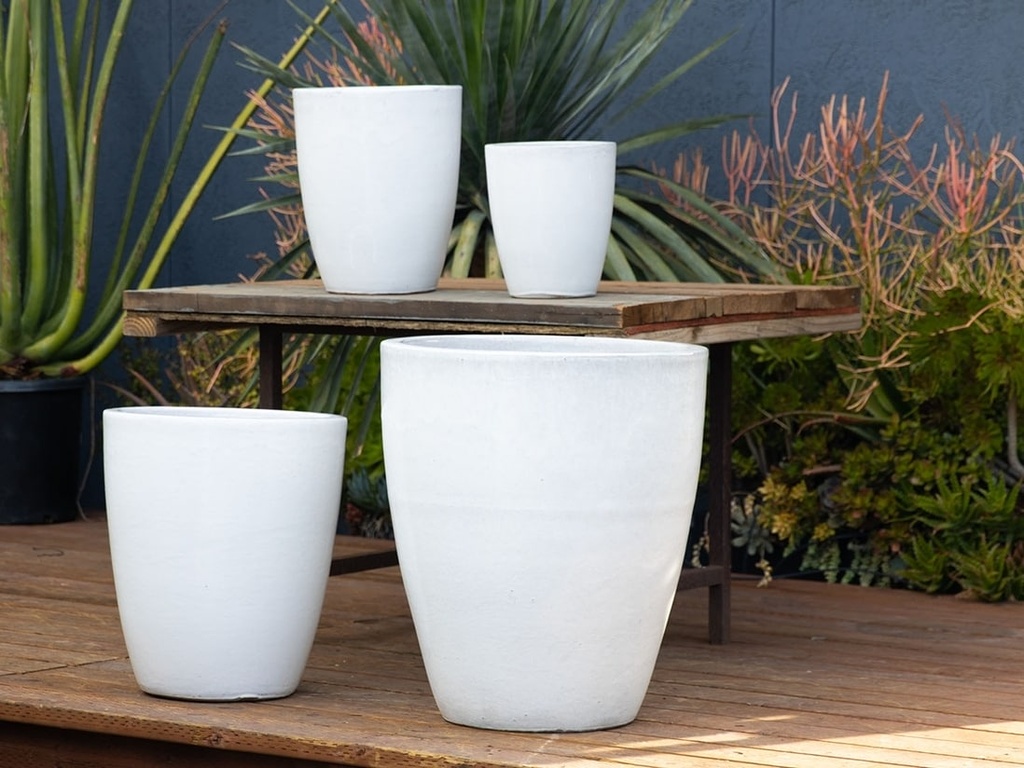 XLG CONE PLANTER, WHITE WHITE, SET OF 4 - 24.0" X 27.5", 18.5" X 21.0", 13.5" X 16.5", 10.0" X 12.0"