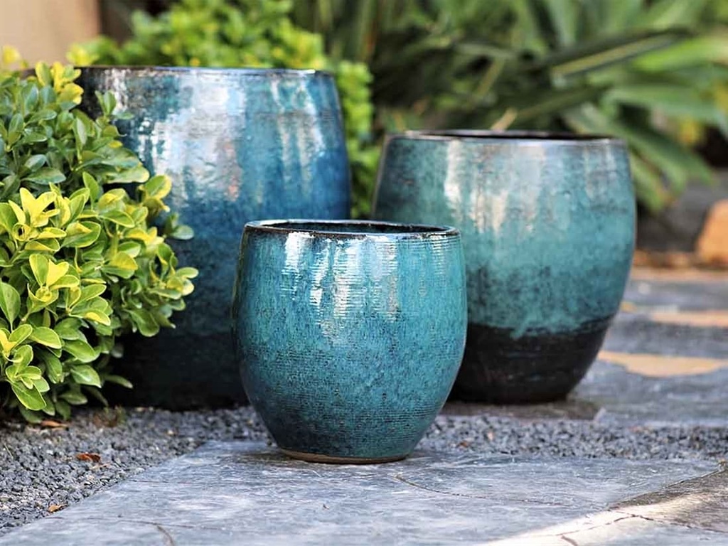 [PY-1704CBS-S3] CAPE COD VILLA PLANTER, CARIBBEAN SEA, SET OF 3 - 19.5"X19.5", 15.5"X15.5", 12.0"X12.0"